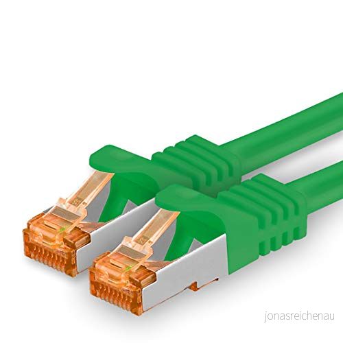 1m Cat.7 nätverkskabel grön 1 bit Gigabit Ethernet LAN kabel 10000 Mbit S patchkabel Cat7 FTP PIMF skärmning LSZH raw Rj45 kontakt Cat 6a x meter 4251073687810