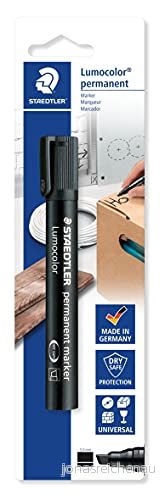 Staedtler 350 9 BKDA Permanentmarker Lumocolor, nachfüllbar, Keilspitze, Blisterkarte mit 1 Stück, schwarz 4007817304778