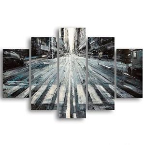 Homemania målning New York 5 städer och landskap av vardagsrum, rum flerfärgad, 95 X 0,3 60cm HM205MDF035, MDF 8681847132479