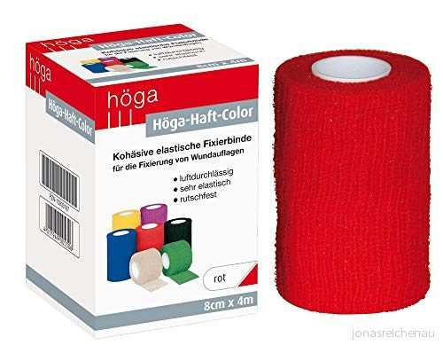 Höga häftklammerfärg röd 8 cm x 4 m töjd, kohäsive (självhäftande) elastisk fast binde, 2 pack (2 1 styck) 4017949005306