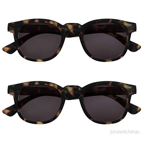 Opulize Bay 2 pack tjocka runda män kvinnor Matt brun grön sköldpadda solläsare SS97 26 +0,00 Optical Power +1.00 Brown Tortoiseshell 5055955356189