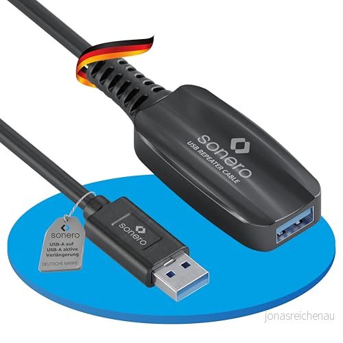 Sonero USB 3.2 Gen1 x 1 aktiv förlängning A/A svart 10,00 m 4251364729151