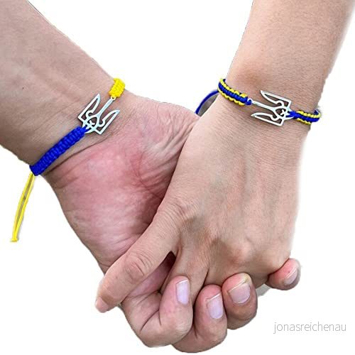 2 st Ukraina pararmband nationellt emblem armband symbol berlock smycken gåva, En storlek, TYg Rostfritt stål 9054920930092
