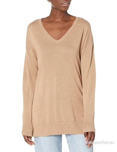 Amazon Essentials Women's Lätt långärmad V ringad tunika tröja (finns i plusstorlek), Kamelbrun ljung, XXL 191770902097