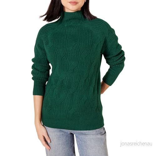Amazon Essentials kvinnors mjuk beröring tratt hals kabeltröja, mörkgrön, X Small 195111566443