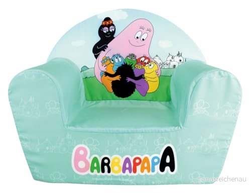 FUN HOUSE 713633 Barbapapa klubbstol ursprung Frankrike barngaranti H.42 X L 52 D 33 cm, grön 3700057136338