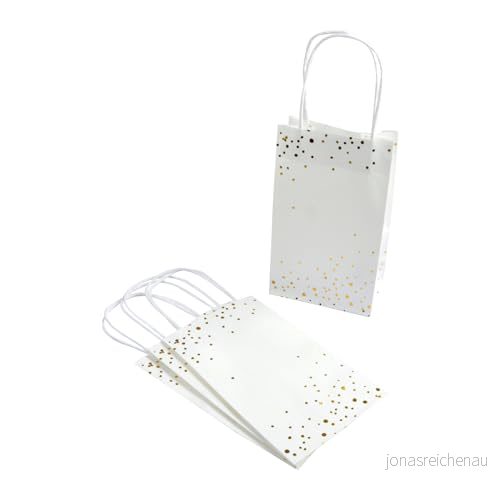 Homéa, Set med 4 presentpåsar i papper 13 x 8 H 31 cm guldkonfetti 3574380651697