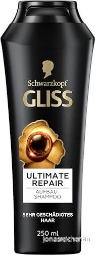 Gliss Shampoo Ultimate Repair (250 ml), hårschampo med flytande keratin & pärlextrakt, schampo för kraftigt skadat och torrt hår 4015100836387