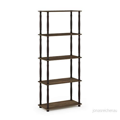 Furinno Besi 6 nivåer industriell multifunktionell hylla displayställ med metallram, bred, fin ek 840308806016