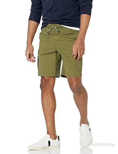 Amazon Essentials Men's Cargoshorts 23 cm (9 tum) elastisk midja, Olivgrön, XS 195111325835