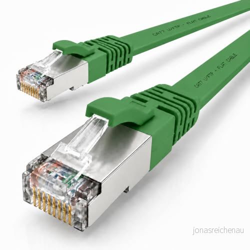 5m grön 1 stycke CAT.7 Gigabit Ethernet LAN flatbandkabel (RJ45) nätverkskabel råkabel (10Gbit / s) installationskabel platt tunn kompatibel med Cat.5 Cat.5e Cat.6 4251073629957