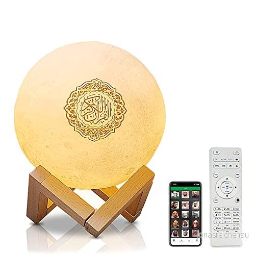 AYYDS Quran månlampa, smart touch Bluetooth högtalare, 3D månljus nattlampa, 7 färger LED färgväxling sänglampa bord (A) 770651548243