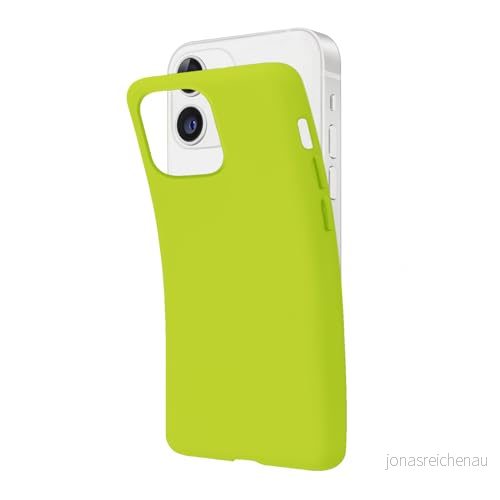 SBS Skal till iPhone 12 Mini Acid Green Pantone 2297 C, mjukt och flexibelt reptåligt fodral, tunt bekvämt att hålla i fickan, kompatibelt fodral med trådlös laddning 8018417403828