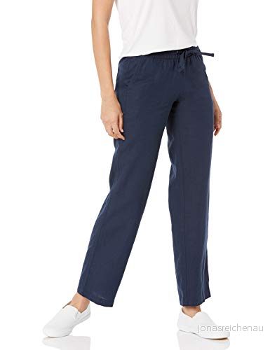 Amazon Essentials linneblandning dragsko breda ben byxa för kvinnor (finns i plusstorlek), Marinblått Xsp, XXL 195111356587