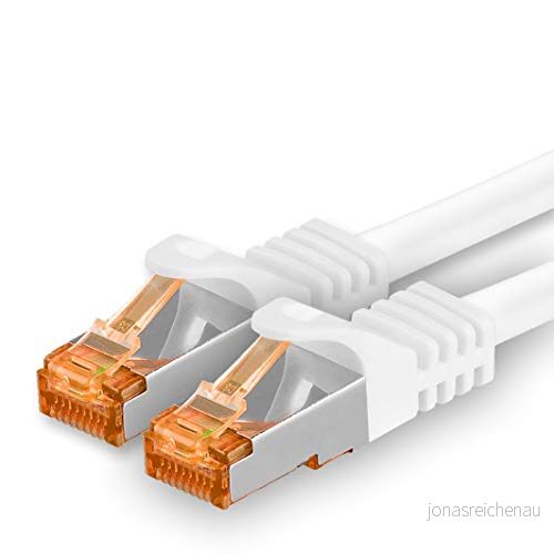 10m Cat.7 nätverkskabel vit 1 bit Gigabit Ethernet LAN kabel 10000 Mbit S patchkabel Cat7 FTP PIMF skärmning LSZH raw Rj45 kontakt Cat 6a x 10 meter 4251073689739