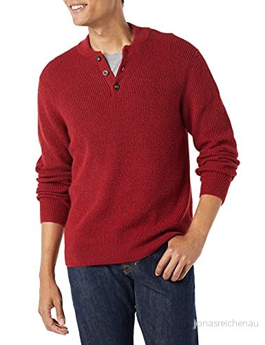Amazon Essentials långärmad mjuk beröring Henley tröja, röd, XX Large 195111585062