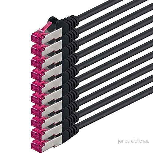 3m svart 10 delar nätverkskabel CAT6a (10Gb / s) S FTP CAT 6a LAN kabel GHMT certifierad PIMF 500 MHz kompatibel med 5e 6 CAT7 för switchar, routrar, modem, internet 4251073601052