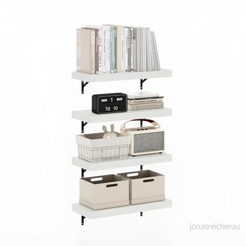 Furinno Tanna Väggmonterad hylla 57 cm Vit Texture Set med 4 840308812178