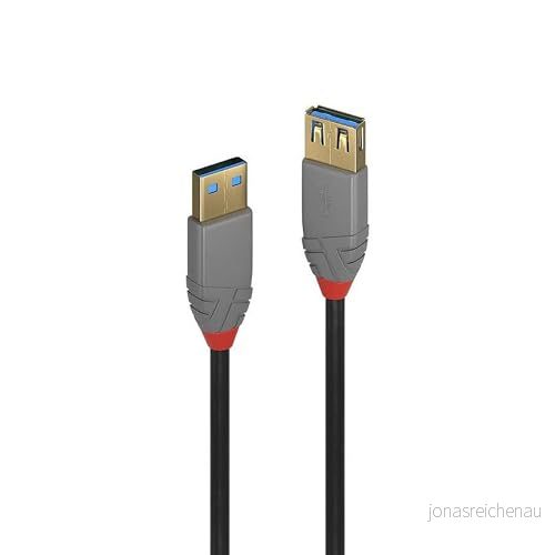 PRENDELUZ USB typ A/A kabel 3,1 gen 1 hane till hona, m, 5 Gbps, kompatibel med bärbar dator, hårddisk, kameror, bildskärm, skrivare mera 8435611453945