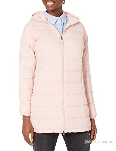Amazon Essentials lättviktig vattentålig pufferjacka med huva (finns i plusstorlek), ljusrosa, liten 191770676233