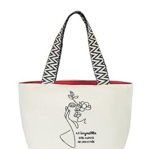 hello bags. Premium canvas väska för kvinnor inkluderar yttre dragkedja, innerficka med dragkedja och rött dukfoder. Färg: Rå/svart. 50×30 cm., Rå 8436583514115 hello bags. Premium canvas väska för kvinnor inkluderar yttre dragkedja, innerficka med dragkedja och rött dukfoder. Färg: Rå/svart. 50×30 cm., Rå 8436583514115