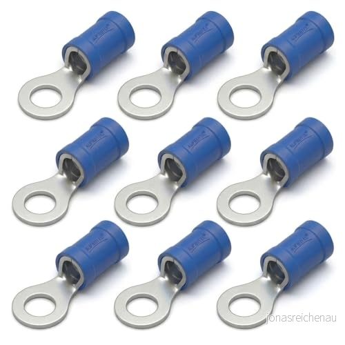 AUPROTEC 25 x ringkabelskor 1,52,5 mm² blå håldiameter M6 delisolerad PVC RV kabelkontakt av koppar förtennad 4251315633926