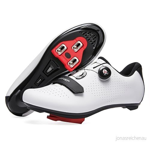 ARTVEP cykelskor herr dam vägcykelskor MTB kompatibla med Look SPD SPD-SL Delta Lock Pedal ridskor Peloton-skor, Vit, 43 EU 6941010043974