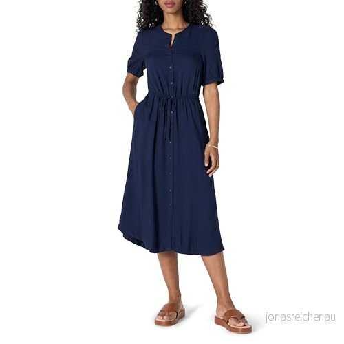Amazon Essentials dam avslappnad passform halvärm midja midi A linje klänning, marinblå, XX Large 195111279992