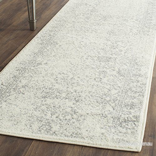 Safavieh Lucinda områdesmatta, vävd polypropylenlöpare matta i elfenben/silver, 62 x 240 cm 889048004092