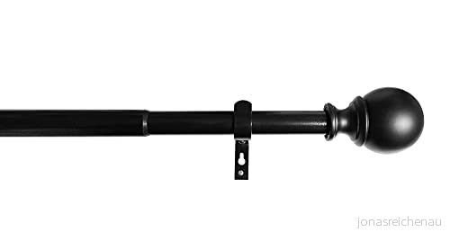 Utdragbar gardinstång "Köln" 91182 cm svart Ø 22/25 mm komplett set för omedelbar montering, 2021191 4041984946850