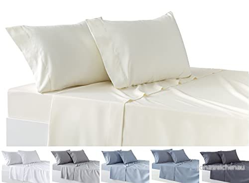 Todocama 4 delat lakanset justerbart underlakan, bänkskiva två örngott 50 x 80 cm. (Säng 9090 190/200 cm, beige) 8435439012539