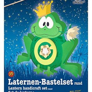 Ursus 18700035 lyktor pysselset, groda, ca 21,8 x 21 10,3 cm, diameter inklusive mallbågar med pysselinstruktioner, för egendesign, perfekt nästa lyktkörning 4008525164609