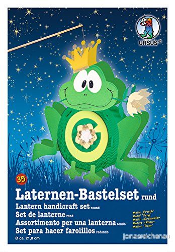 Ursus 18700035 lyktor pysselset, groda, ca 21,8 x 21 10,3 cm, diameter inklusive mallbågar med pysselinstruktioner, för egendesign, perfekt nästa lyktkörning 4008525164609