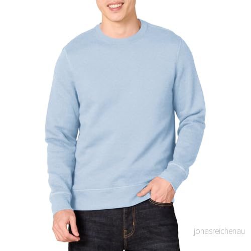 Amazon Essentials Men's Fleecetröja med rund hals (finns i Big & Tall), Ljusblå ljung, M 195111105277