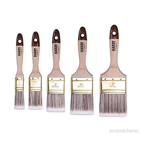 HARDY WORKING TOOLS Platt borstset i 5 delar, 1 st 25, 35, 50, 60, 75 mm bred, målarborste set med trähandtag, lackborste serie x 45 st, penselset A0282 050100 5905061994174