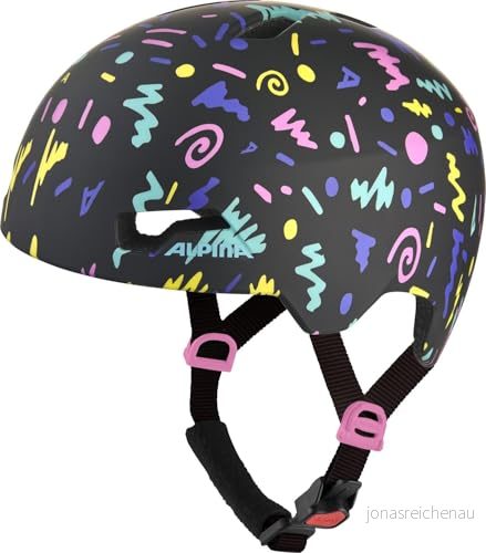 ALPINA HACKNEY, black confetti matt, 47 51 cm, robust cykelhjälm för barn, individuellt anpassningsbar 4003692327994