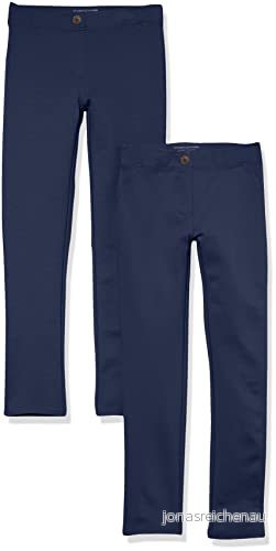 Amazon Essentials flickor uniform smal passform ponte-stickad byxa, paket med 2, marinblå, medium 195111620534