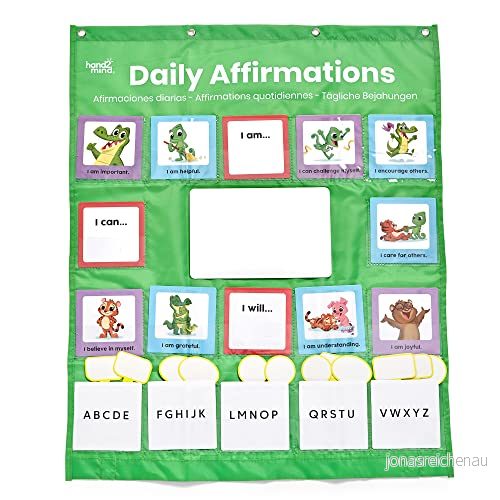 Learning Resources affisch med fickor bekräftande budskap, kort för medveten bekräftelse, positiv bekräftelse barn, klassrummet, övningar socioemotionell inlärning 848850119509