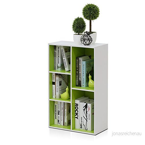 Furinno Luder 5 kub vändbar öppen hylla, vit/grön 816718024432