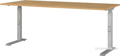 Germania skrivbord 7912-638, i Grandson-ek-Nb./silver, me. höjdinsats, 180 x 91 80 cm (B H D) 4005949791671