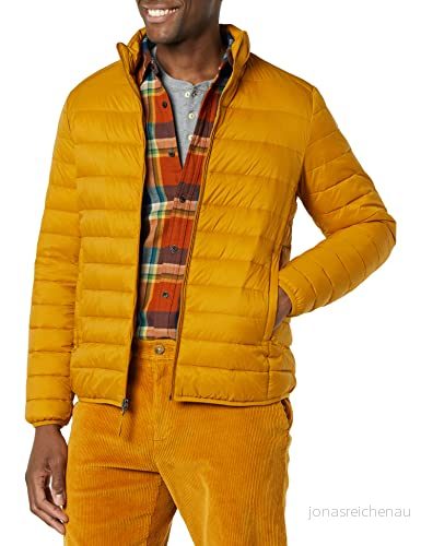 Amazon Essentials lättviktig vattentålig pufferjacka för män (finns i stora och långa), guldgul, X Large 195111521725