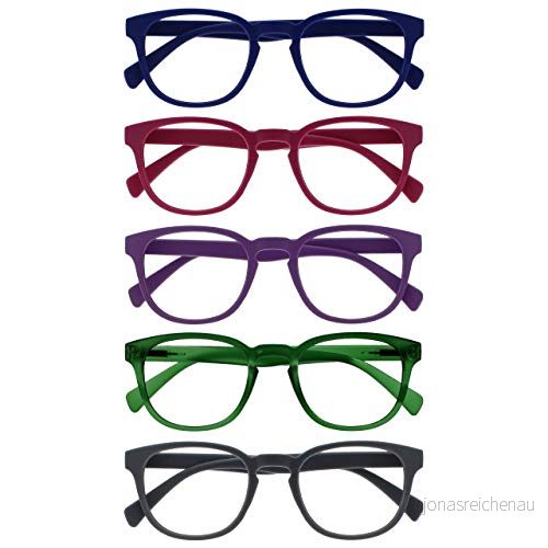 OPULIZE Pop läsglasögon 5 pack roliga runda matt ram blå Fuscia rosa lila mossgrön grå vårgångjärn repbeständiga män kvinnor RRRRR2 34567 +1,00 5055955358947