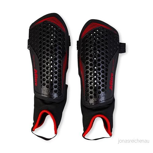 Mitre Unisex vuxen Aircell Carbon Shin Guard, svart/röd, XS 5063077002020