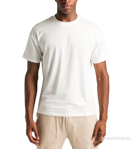 Aruki T Shirt Med Kort Ärn Och Crewneck För Män, Basic Essentials Bomulls Atletisk Avslappnad Passform Löpning, Gym, Träning Avkoppling Cloud Dancer Medium 810138487730