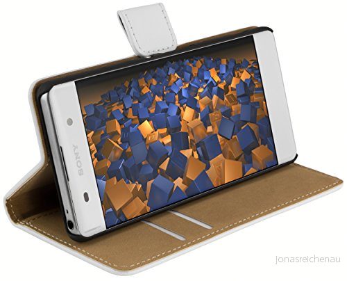 mumbi väska Bookstyle Case kompatibel med Sony Xperia XA skal mobilväska Wallet, vit 4251077248901