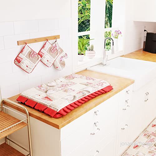 PETTI Artigiani Italiani Spisöverdrag och brännare Kök, 1 st Bomull 48 x 73 cm Lidia Röd 100% Made in Italy 5056411144784