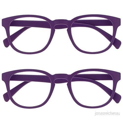 OPULIZE Pop läsglasögon 2 pack roliga runda matt ram lila fjädergångjärn reptåliga män kvinnor RR2 5 +2,50 5055955360124
