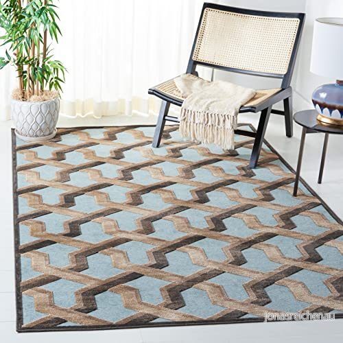 Safavieh Caguas områdesmatta, vävd mjuk viskosmatta, PAR354 3370 24 P 78 X 121 cm Soft Anthracite/Aqua 683726658436