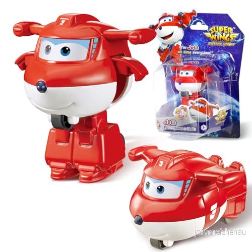 Super Wings YW780010 Leksaker Transformer Jett, 2 i 1 actionfigur, 5 cm robotflygplan, transformatorleksak, lämplig för pojkar och flickor från 3 år 6911400439984