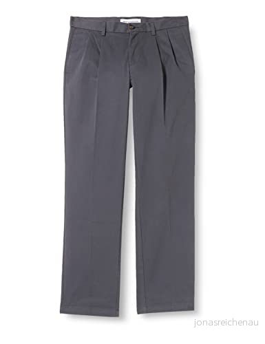 Amazon Essentials herr klassisk passform skrynkelfri veckad chinos byxa (finns i stora och långa), grå, 28 B x L 842354190262